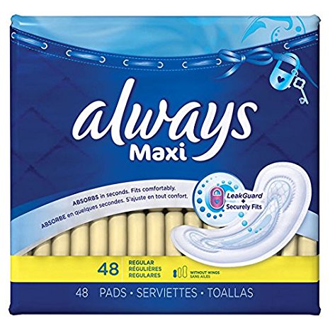 Always Always Maxi Pads 24ct Regular Non-Wing Unscented, 24 Count