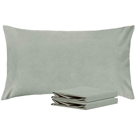 NTBAY King Pillowcases, Set of 2, 100% Brushed Microfiber, Soft and Cozy, Wrinkle, Fade, Stain Resistant, with Envelope Closure, Smoke Grey