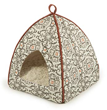 Sterling Secluded Cat Tent Bed, Plush Mischievous Mouse Fabric