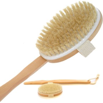 9733 Sale 20 OFF  Free Shipping Bath Body Brush with Natural Bristles Exfoliating Dry Skin Brush Extension Long Handle for Back Scrubber Detachable Hand Grip Handle with Strap
