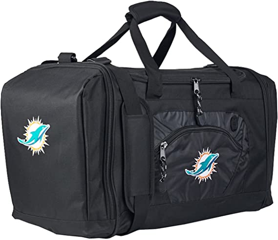 Officially Licensed NFL "Roadblock" Duffel Bag , Black, 20" x 11.5" x 13"