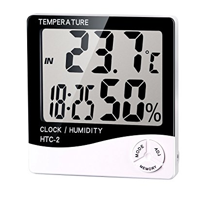 Large Display Digital Temperature Humidity Thermometer Home Comfort Monitor Indoor Outdoor Meter with Alarm Clock Black