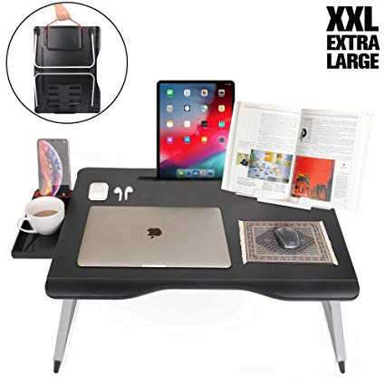 Cooper Mega Table [XXL Folding Laptop Desk] for Bed & Sofa | Couch Table, Bed Desk, Laptop, Writing, Study, Eating Storage, Reading Stand (Black Onyx)