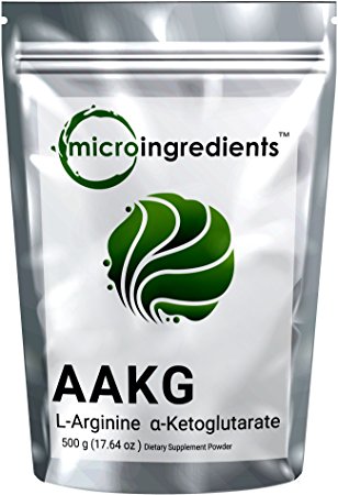 Micro Ingredients Plant-Based Pure L-Arginine a-Ketoglutarate (AAKG) Powder, 500 grams (1.1 lb)