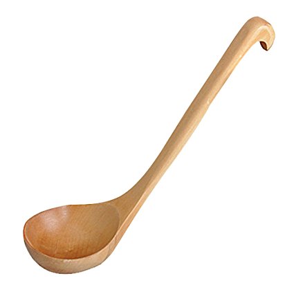LOHOME Natural Wooden Spoon Classic Wooden Kitchen Soup-ladle International Bamboo Kitchen dinnerware Tools (1 PCS)