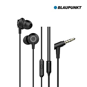 Blaupunkt EM10 Wired Earphone with Super High Bass in-Line Mic &Multi-Functional Remote (Black)