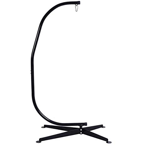 COSTWAY VD-2646OP Chair C Frame Stand Solid Steel Construction Hammock Air Por, Black