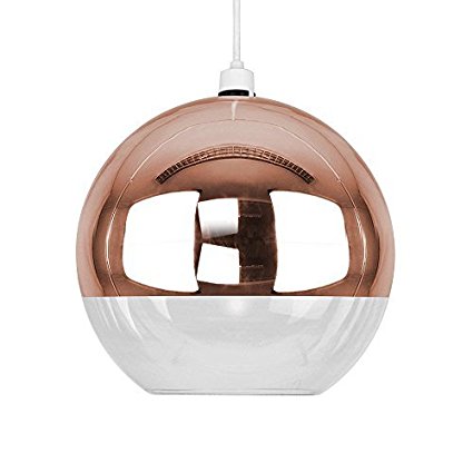 Modern Copper Effect & Clear Glass Ball Ceiling Pendant Light Shade