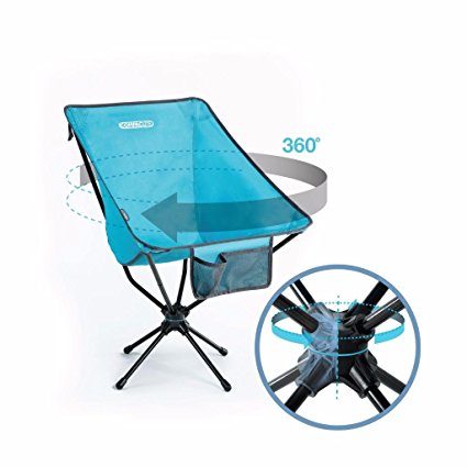 Compaclite Patented Deluxe 360 Swivel Steel Camping Portable Chair for Outdoor Camping / Picnic / Hiking / Bicycling / Fishing / BBQ / Beach / Patio with Carry Bag, Bright Blue