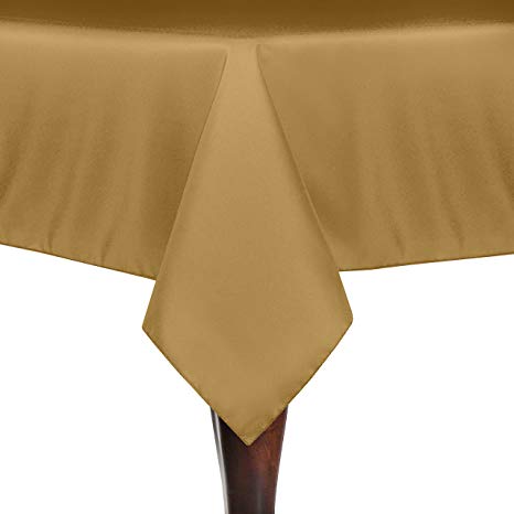 Ultimate Textile 60 x 144-Inch Rectangular Polyester Linen Tablecloth Gold