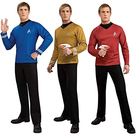 Cyberteez Star Trek II Men's Costume Star Fleet Uniform Longsleeve T-Shirt Reg & Plus Size