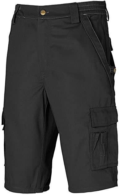 Dickies Industry 300 Two-Tone Elasticated Cargo Pockets Work Shorts Black-Black