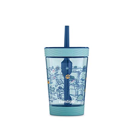 Contigo Spill-Proof Kids Tumbler with Straw 14 oz. Agave with Zoo Animals