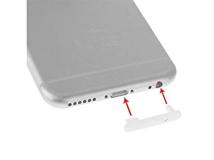 Fone-Stuff Apple iPhone 6S, 6 Anti Dust Plug, TPU Headphone Jack and Charging Port Cover in Clear (Pack of 5)