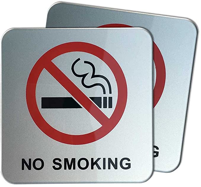 dealzEpic - No Smoking Sign | Self Adhesive Acrylic Sign - 3.95x3.95 inches | Set of 2 pcs