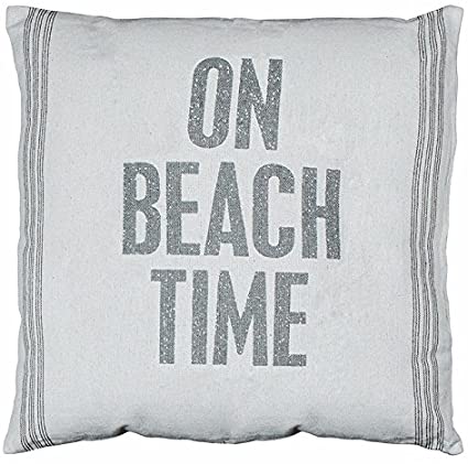 Acelive 20 x 20 Inches Vintage Flour Sack Style Throw Pillow Beach Time Throw Pillow Case Cushion Cover Home Office Indoor Decorative Square