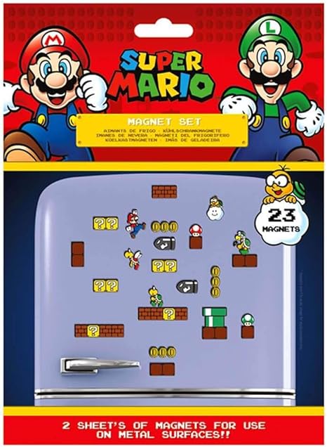 Super Mario Fridge Magnets Set of 23 for Fridge Decoration or Party Bags (Super Mario Character Designs) - Official Merchandise