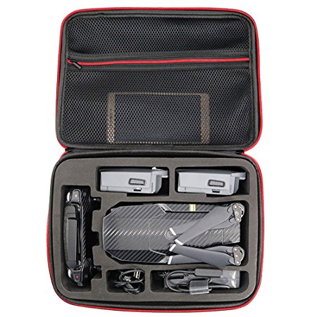 TELESIN Portable Storage Pack Hard Waterproof PU Leather Mini Hand-held Carry Case Organizer with Anti-Shock Foam for DJI Mavic Pro