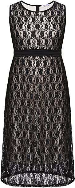 Meaneor Women's Plus Size Dress Sleeveless Full Floral Lace Maxi Evening Gowns