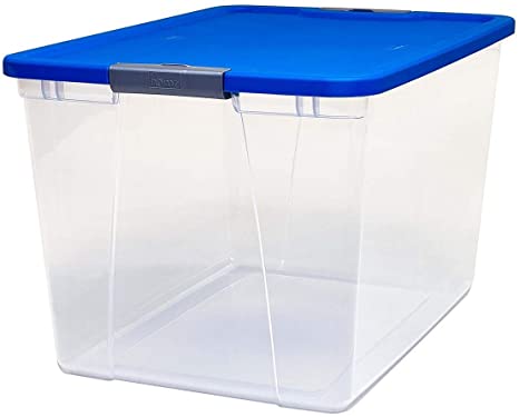 Homz Snaplock Clear Storage Bin with Lid, X Large Latching-64 Quart (Set of 2), Blue, 2 Pack