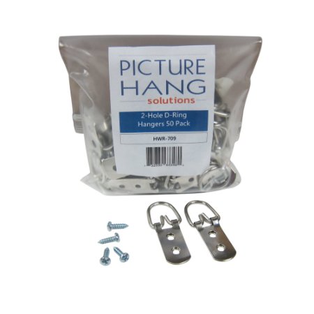 50 Heavy Duty D-Ring Picture Hangers - 2 Hole