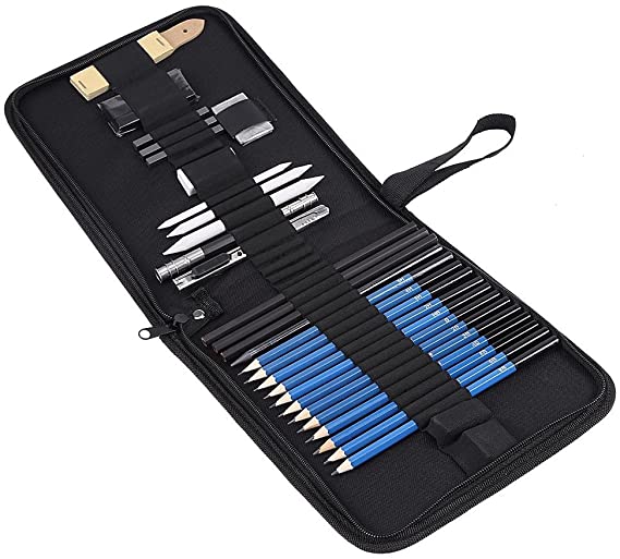 Sketching Pencils Drawing and Sketch Kit Set with Erasers Charcoal Stick Sharpener Art for Artist Adults 33pcs
