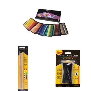 Prismacolor Premier Soft Core Colored Pencil, Set of 150 Assorted Colors with Blender Pencil and Pencil Sharpener