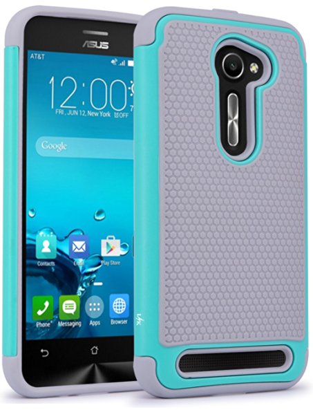 ZenFone 2E Case, LK [Drop Protection] [Shock-Absorption] Hybrid Dual Layer Armor Defender Protective Case Cover for ASUS ZenFone 2E (Mint)