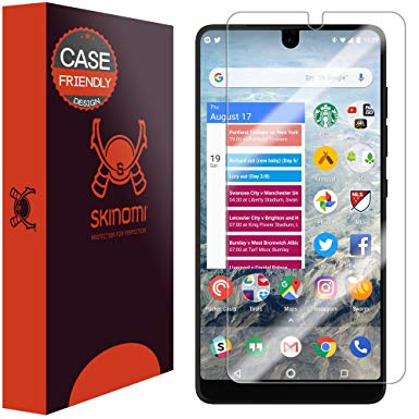 Essential Phone (PH-1) Screen Protector (Case Friendly, 1-Pack), Skinomi TechSkin Full Coverage Screen Protector for Essential Phone (PH-1) Clear HD Anti-Bubble Film