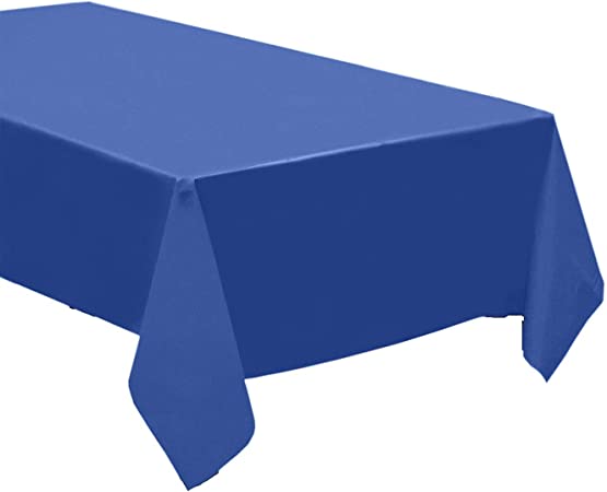 QQOUTLET Pack of 4: Disposable Plastic Tablecloths / Table Covers, 54 x 108 inches Each (Blue)
