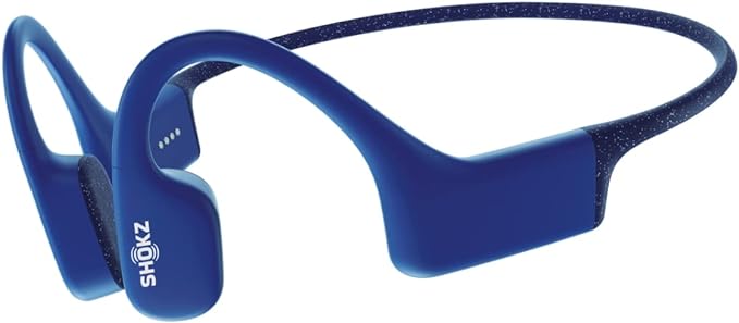 Shokz OpenSwim (Aftershokz Xtrainerz) Swimming MP3 - Bone Conduction MP3 Waterproof Headphones for Swimming - Open-Ear Wireless Headphones, No Bluetooth, with Nose Clip and Earplug (Blue)