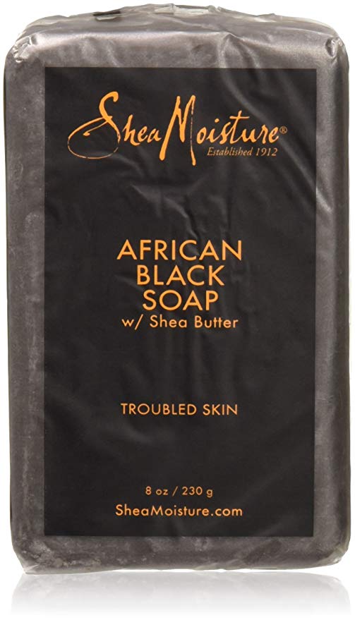 Shea moisture Organic African Black Soap Bar with Shea Butter, 8oz