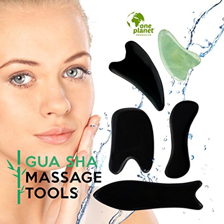 Gua Sha Massage Tools By One Planet With Small Massage Gift - Ultra Smooth Edge for Scraping, 100% Handmade, Hand Held High-Quality Buffalo Horn, for therapeutic Relief and Hygiene, Scrub Today!