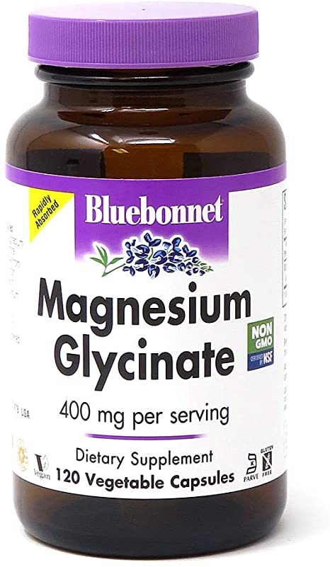 Bluebonnet Nutrition Magnesium Glycinate, Soy-Free, Gluten-Free, Non-GMO, Dairy-Free, Kosher Certified, Vegan, 120 Vegetable Capsules, 60 Servings