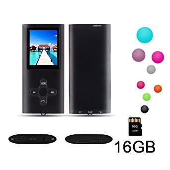 RHDTShop Fashion Portable MP3 MP4 Player, Digital MP3 MP4 Music Video Media Player Ultra Slim LCD Screen, Mini USB Port, Noise cancelling, with Volume Control, USB 2.0 Cable (16G-Black)