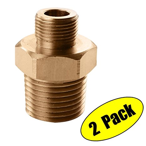 KES Lead-Free Faucet Supply Line Adapter 3/8-Inch Compression Male to 1/2-Inch NPT Male Converter 2 Pack, SOLID Brass, PJ19-P2