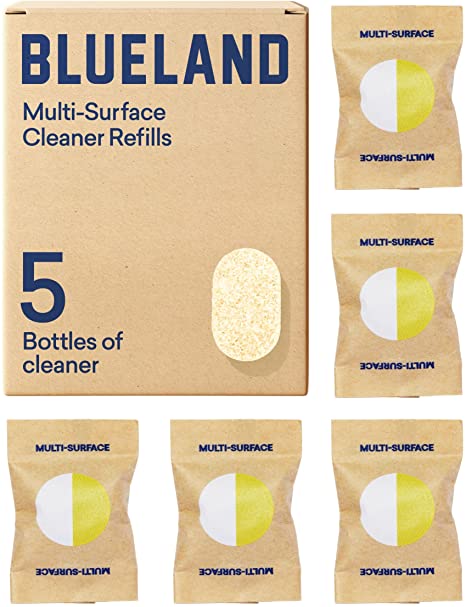 BLUELAND Multisurface All Purpose Cleaner Refill Tablet 5 Pack - Eco Friendly Products & Cleaning Supplies - Fresh Lemon Scent - 5 Tablets make 120 fl oz total (5x 24 fl oz bottles of spray cleaner)…