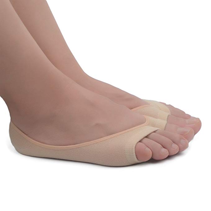 F Flammi 3-6 Pairs Women's Summer Peep Toe Socks Hidden Socks with Nonslip Heel Grip