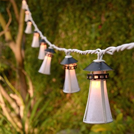 Montauk Lighthouse Plug-In String Light Lanterns - Set of 10