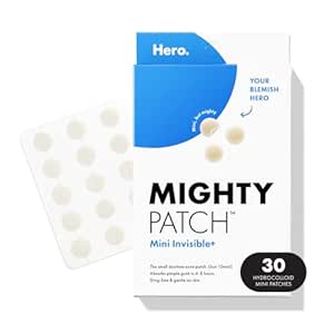 HERO COSMETICS Mighty Patch™ Mini Invisible  Patches – Extra Small Daytime Hydrocolloid Acne Pimple Patches for Covering Zits and Blemishes, Blends Into Skin and Barely There (30ct 10mm Patches)