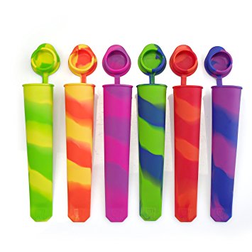 Mirenlife Silicone Ice Pop Molds, Popsicle Maker Molds with Attached Caps, Mixed Color, Set of 6