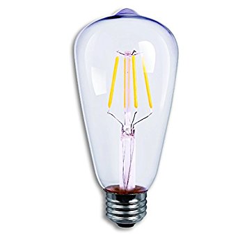 Luxrite LR21234 LED Filament ST21 Nostalgic Vintage Edison Style Light Bulb, 4-Watt Equivalent To 30w Incandescent ST21 Light Bulb, Warm White 350 Lumens 2700K, 280° Beam spread degree, 15,000 Hour Life, E26 Medium Base, 1-Pack