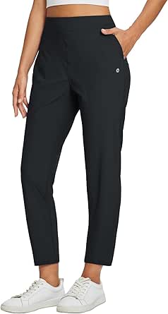 BALEAF Womens Travel Pants Lightweight Ankle Dress Pants with Zipper Pockets Golf Pants Stretch Petite Work Summer UPF50