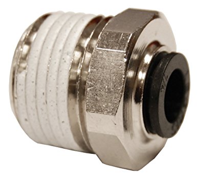 Legris 3175 56 18 Nickel-Plated Brass Push-to-Connect Fitting, Inline Connector, 1/4" Tube OD x 3/8" NPT Male
