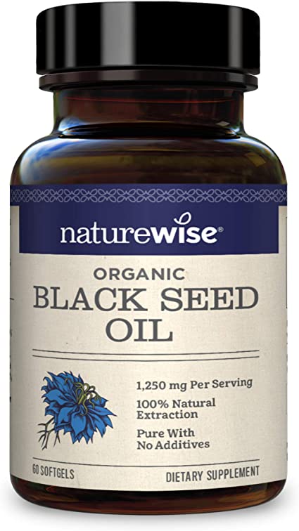 NatureWise Organic Black Seed Oil - 1250mg Per Serving | 100% Natural Extraction Pure with No Additives | Super Antioxidant Formula for a Healthy Inflammatory Response [1 Month Supply - 60 Count]