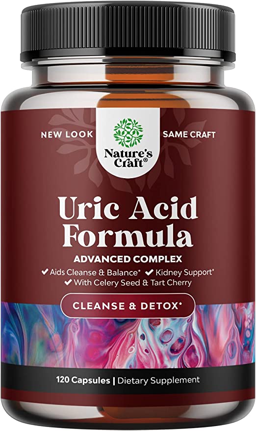 Herbal Uric Acid Cleanse and Detox - Essential Daily Kidney Cleanse and Uric Acid Support for Adults -120 Joint Support Supplement and Detox Cleanse with Tart Cherry Extract Capsules for Men and Women