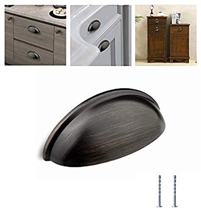 Kullavik 10-Pack Oil Rubbed Bronze Mordern Cabinet Hardware 3-11/16" (93mm) Bin Cup Drawer Handle Pull, 3" Inch (76mm) Hole Centers
