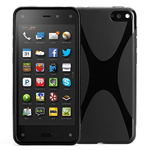 Exact Amazon Fire Phone Case JUMP Series - X Design SoftGel Flexible TPU Case Cover for Amazon Fire Phone 2014 Black