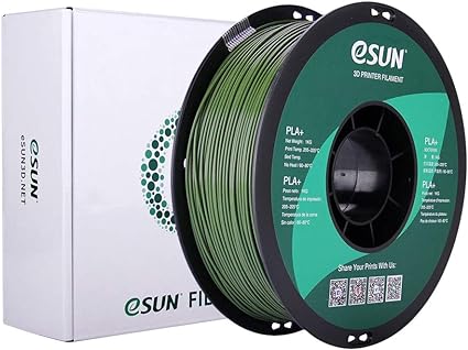 eSUN PLA  Filament 1.75mm, 3D Printer Filament PLA Plus, Dimensional Accuracy  /- 0.03mm, 1KG Spool (2.2 LBS) 3D Printing Filament for 3D Printers, Olive Green