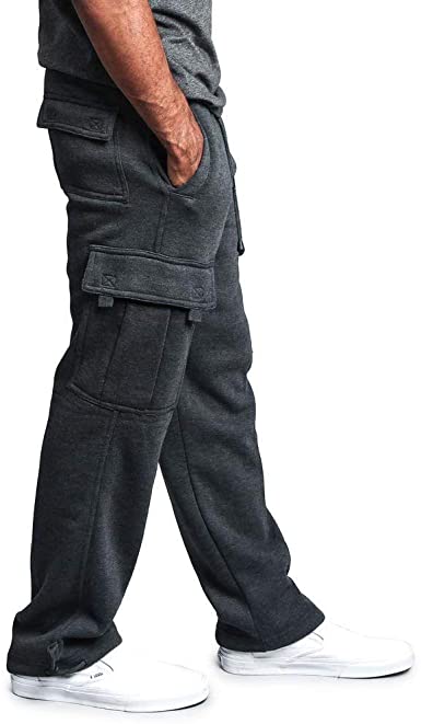 acelyn Mens Jogging Bottoms Pants Fleece Cargo Baggy Joggers Sweatpants with Multi Pockets